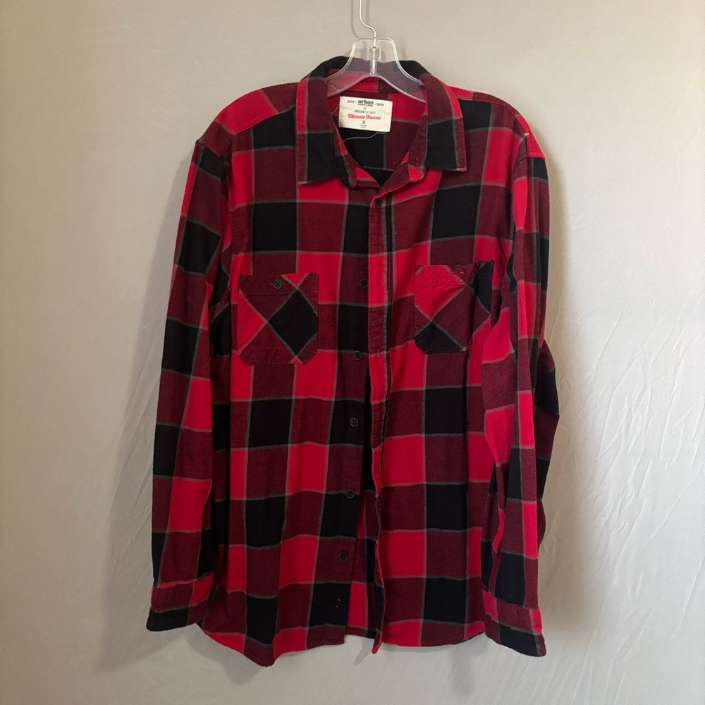 Urban Republic Red and Black Plaid Casual Button Down Shirt